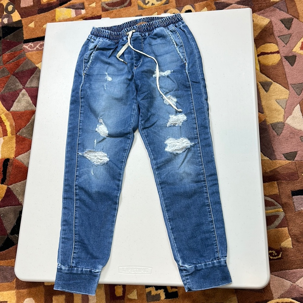 Joe’s jean joggers with holes